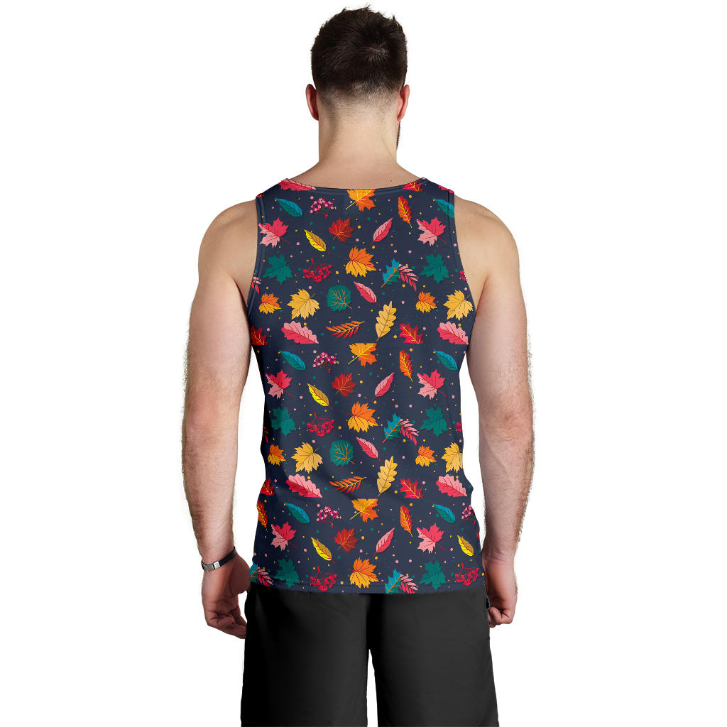 Elm Leave Colorful Print Pattern Men Tank Top
