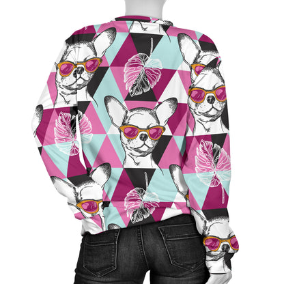 Chihuahua Cute Triangle Pattern Women Long Sleeve Sweatshirt