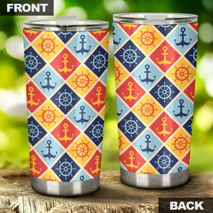 Nautical Pattern Design Themed Print Tumbler