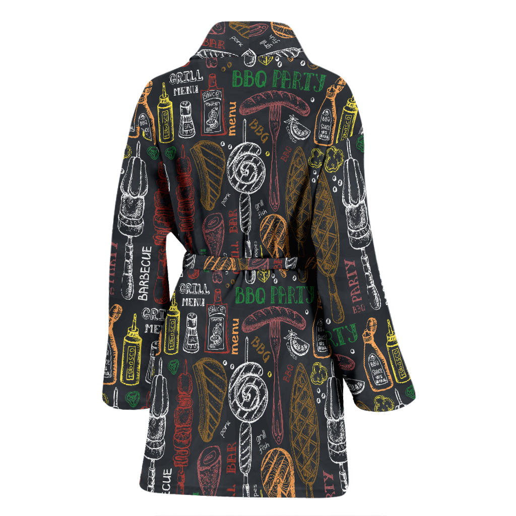 Barbecue Pattern Print Design 03 Women Bathrobe
