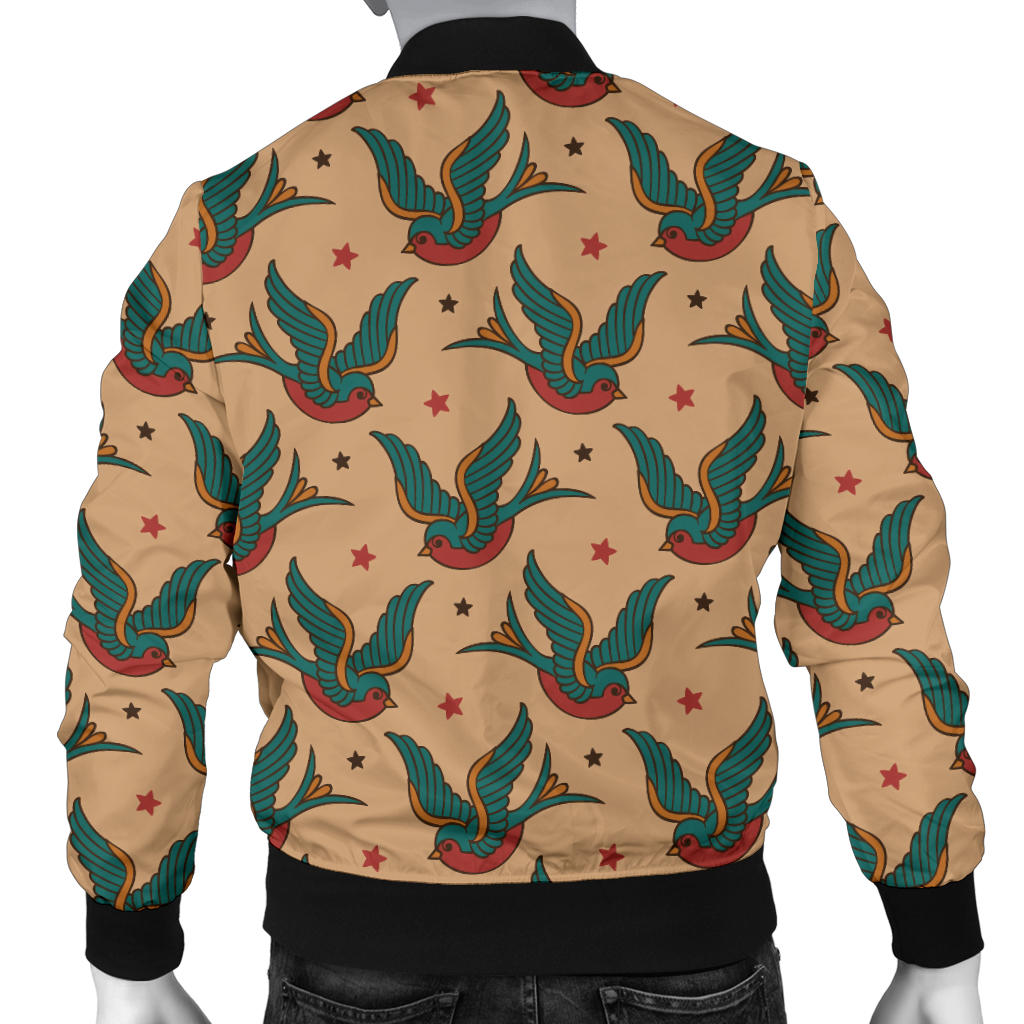 Old School Tattoo Swallow Design Men Bomber Jacket