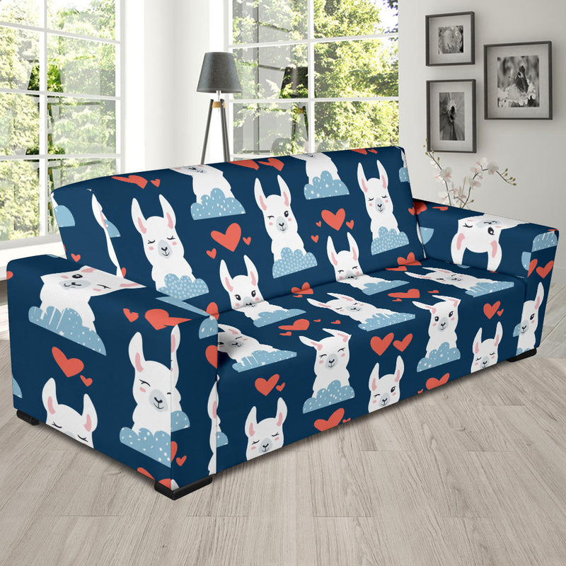 Alpaca Love Pattern Print Design 05 Sofa Slipcover