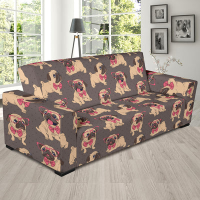 Pug Pattern Print Design A05 Sofa Slipcover