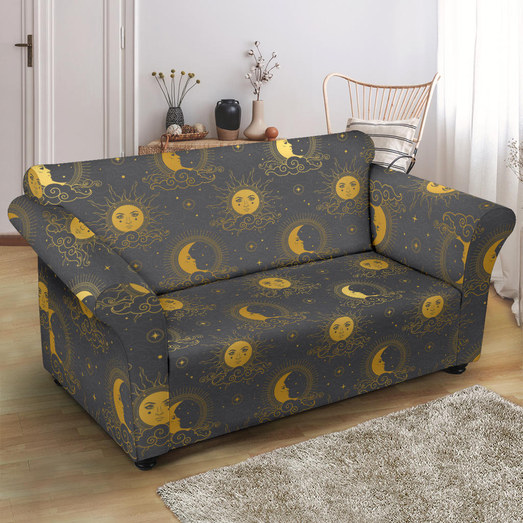 Sun Moon Print Design LKS305 Loveseat Couch Slipcover