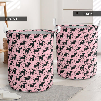 Chihuahua Pink Print Pattern Laundry Basket