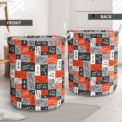 Music Note Design Themed Print Laundry Basket