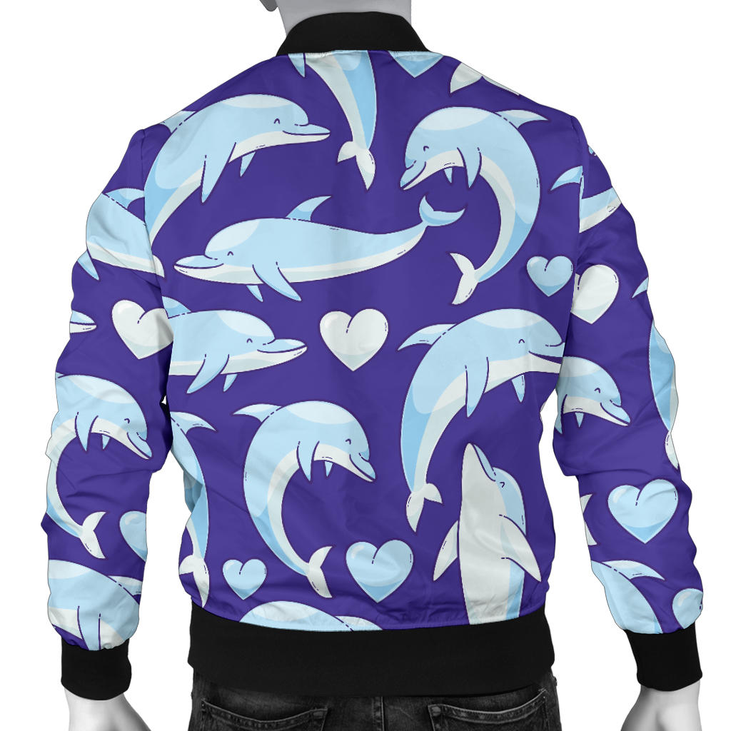 Dolphin Smile Print Pattern Men Bomber Jacket