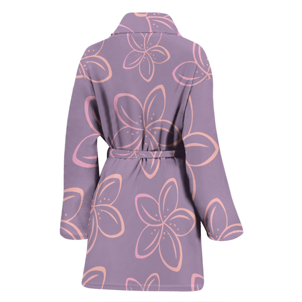 Plumeria Pattern Print Design A01 Women Bathrobe