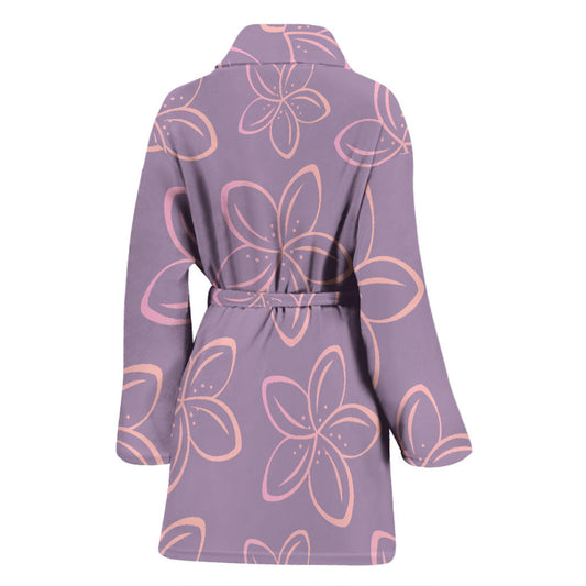 Plumeria Pattern Print Design A01 Women Bathrobe