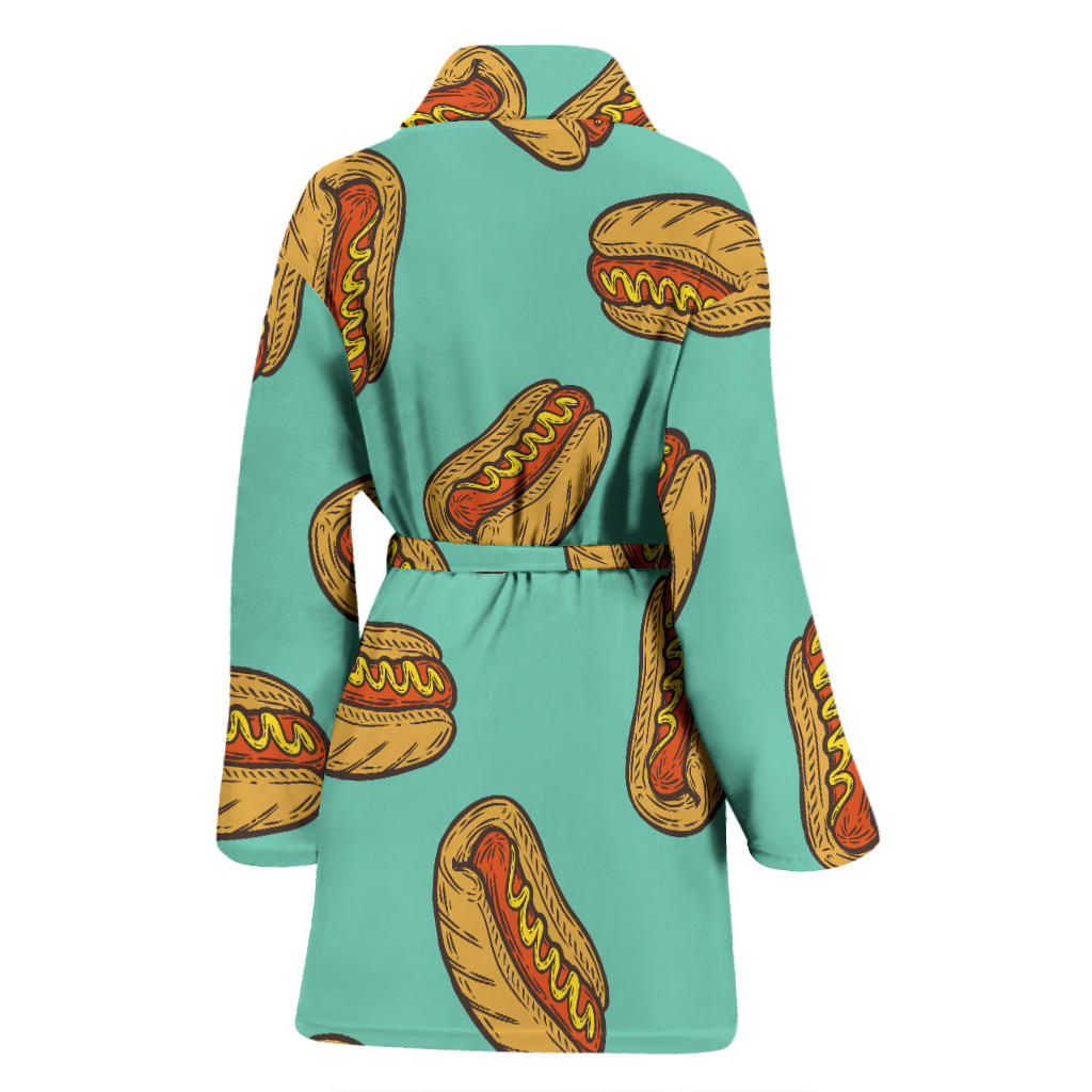 Hot Dog Pattern Print Design 04 Women Bathrobe