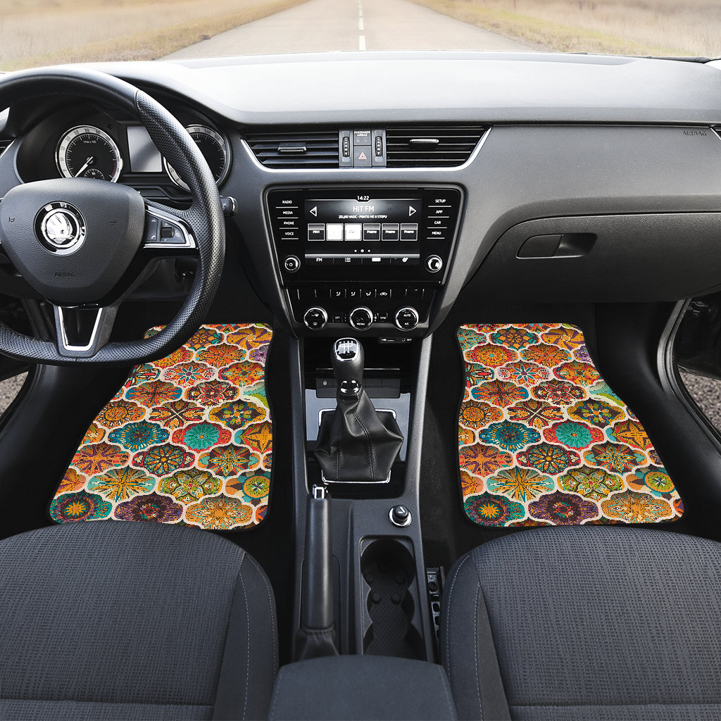 Mandala Mosaic Themed Design Print Car Floor Mats Front Back