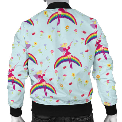 Fairy with Rainbow Print Pattern Men Bomber Jacket