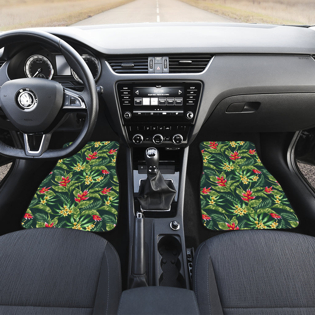 Tropical Folower Red Heliconia Print Car Floor Mats Front Back