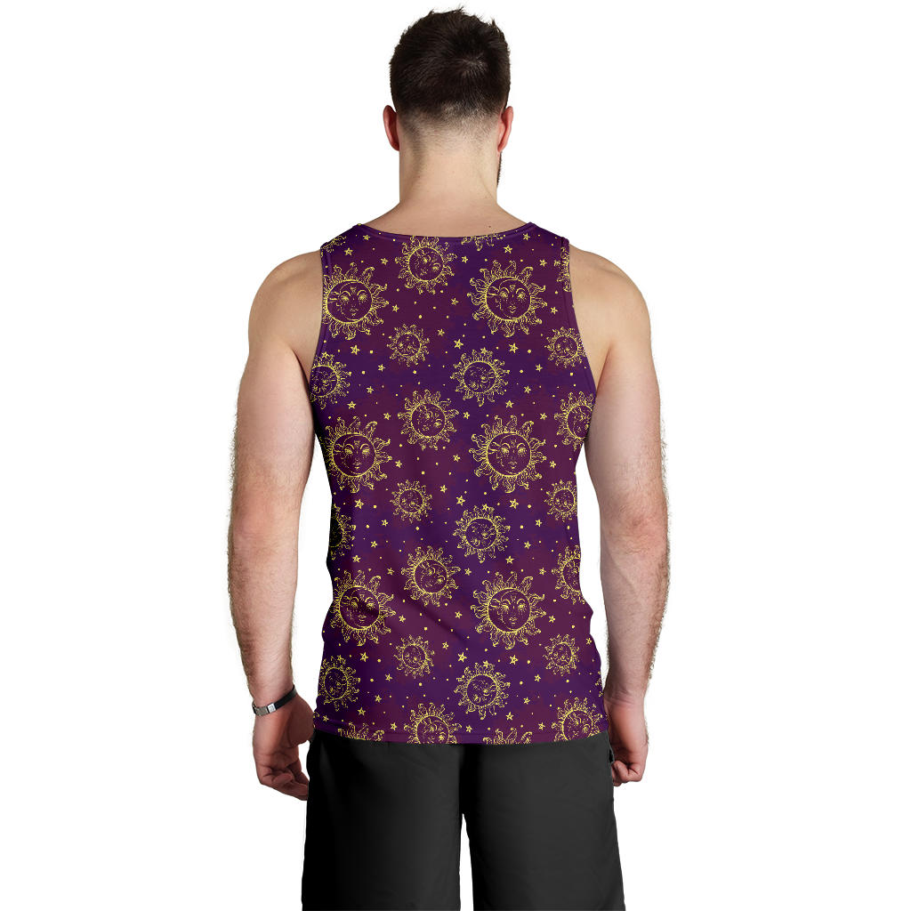 Sun Moon Star Design Themed Print Men Tank Top