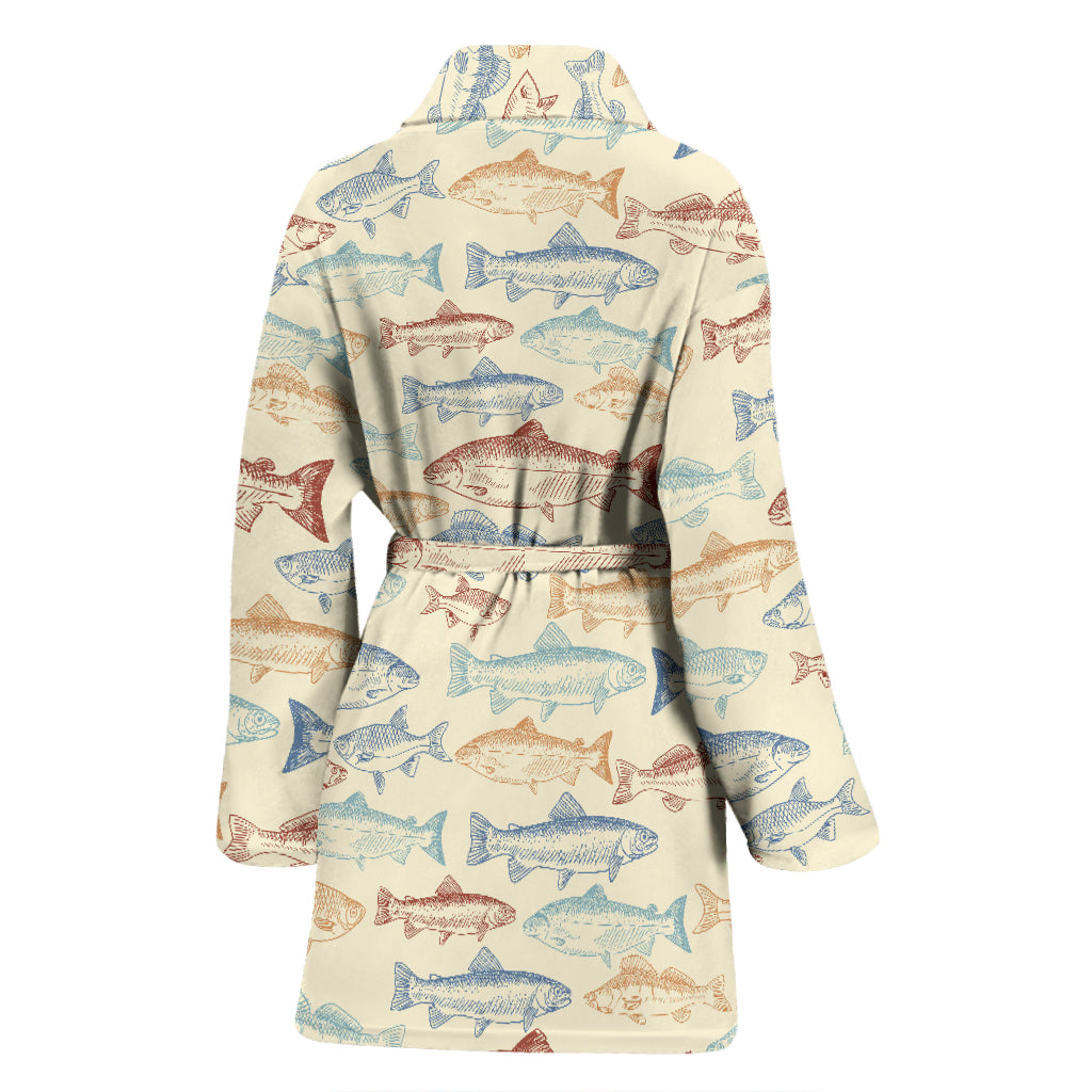 Salmon Fish Print Design LKS302 Women Bathrobe