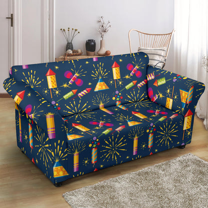 Firework Sparkling Rockets Print Design LKS306 Loveseat Couch Slipcover