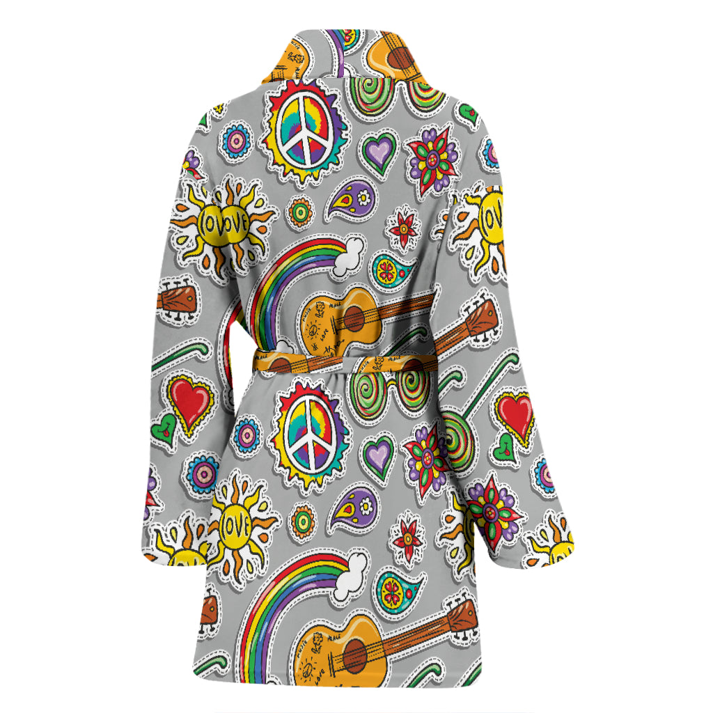 Hippie Print Design LKS306 Women Bathrobe