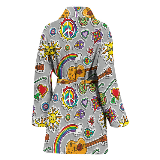 Hippie Print Design LKS306 Women Bathrobe