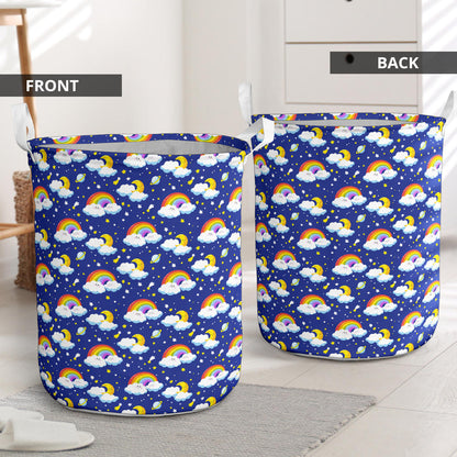 Rainbow Space Design Print Laundry Basket