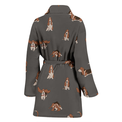 Basset Hound Pattern Print Design 03 Women Bathrobe