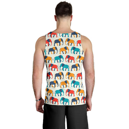 Elephant Colorful Print Pattern Men Tank Top