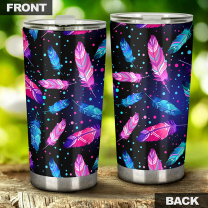Feather Colorful Boho Design Print Tumbler