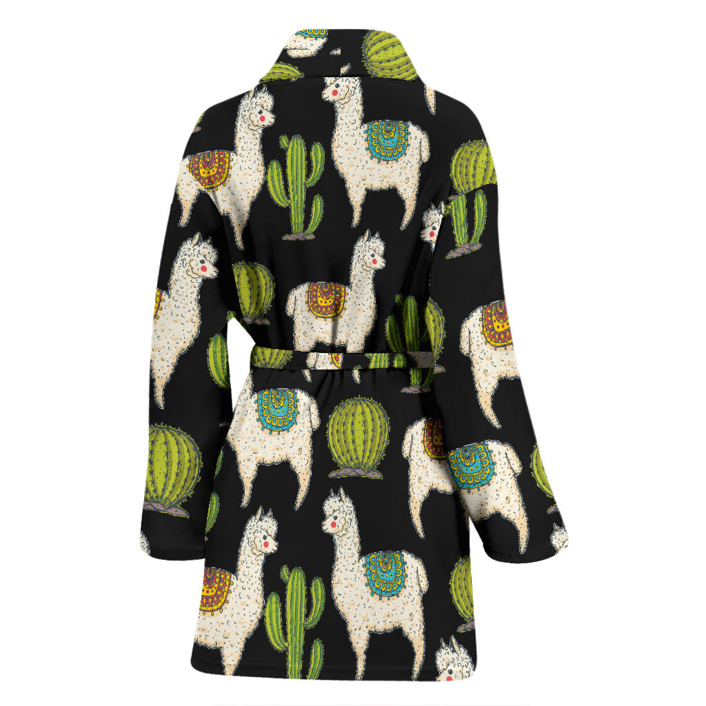 Alpaca Cactus Pattern Print Design 07 Women Bathrobe