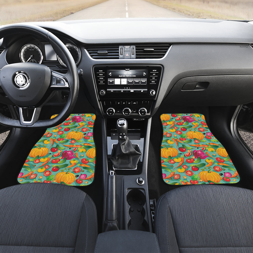 Vegan Colorful Themed Design Print Car Floor Mats Front Back