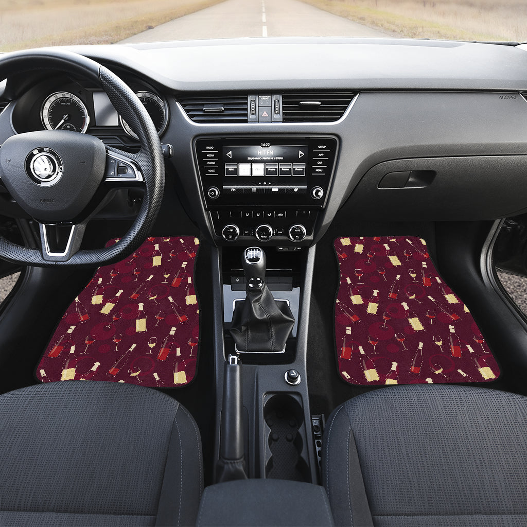 Wine Themed Pattern Print Car Floor Mats Front Back