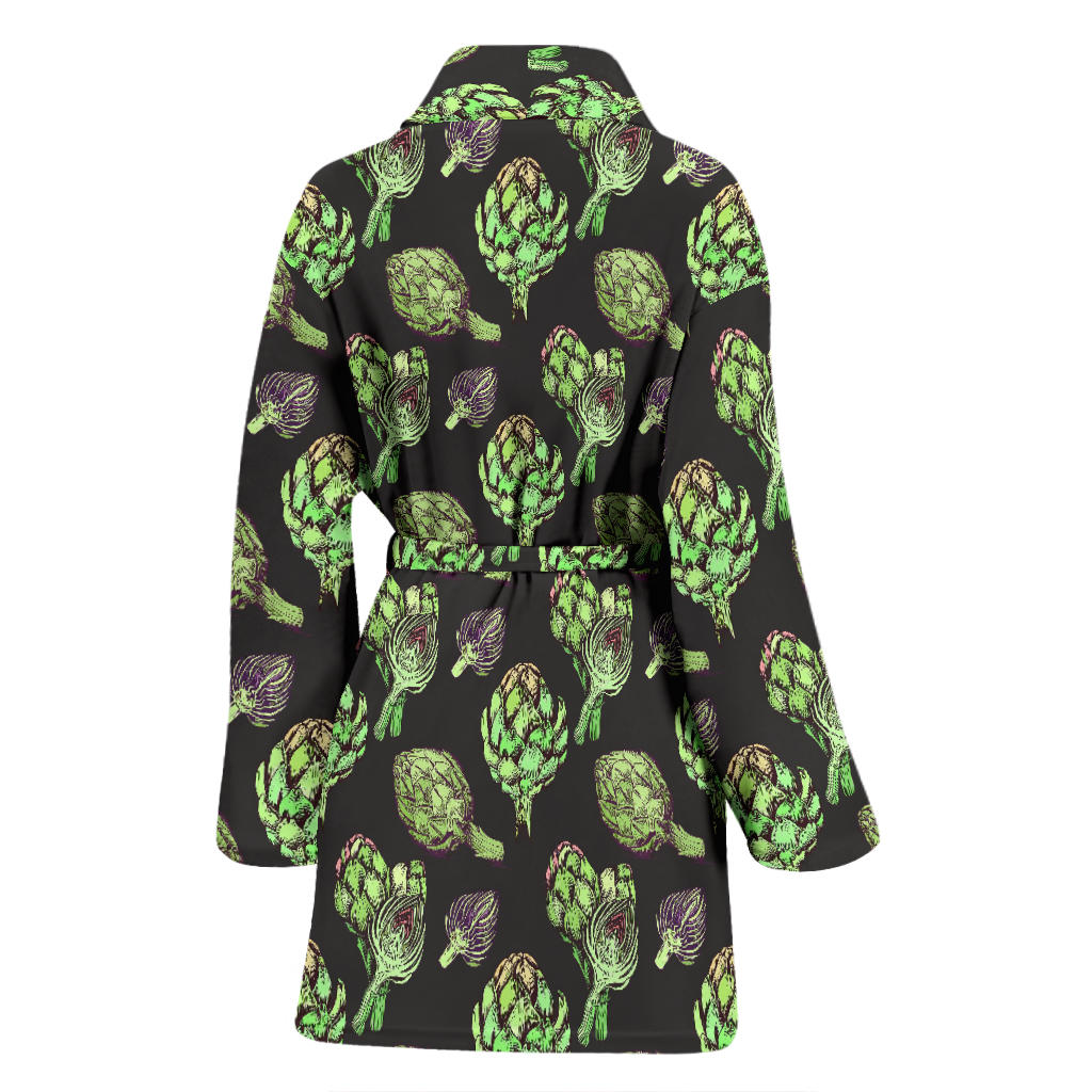 Artichoke Pattern Print Design 02 Women Bathrobe