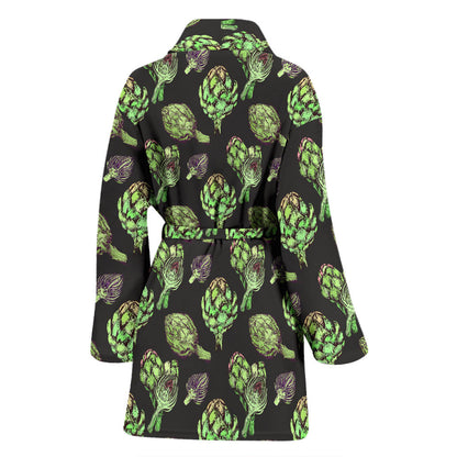 Artichoke Pattern Print Design 02 Women Bathrobe
