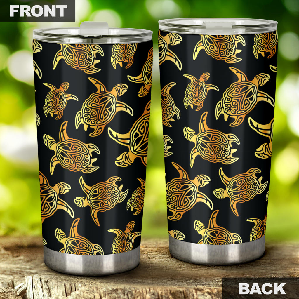 Gold Tribal Turtle Polynesian Themed Tumbler