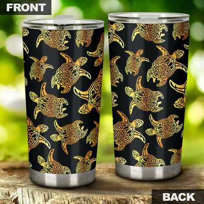 Gold Tribal Turtle Polynesian Themed Tumbler