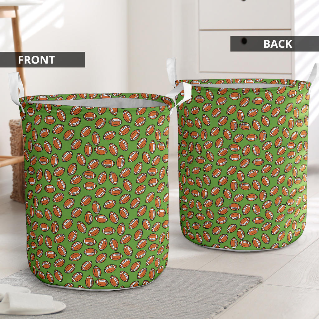American Football on Green Design Laundry Basket
