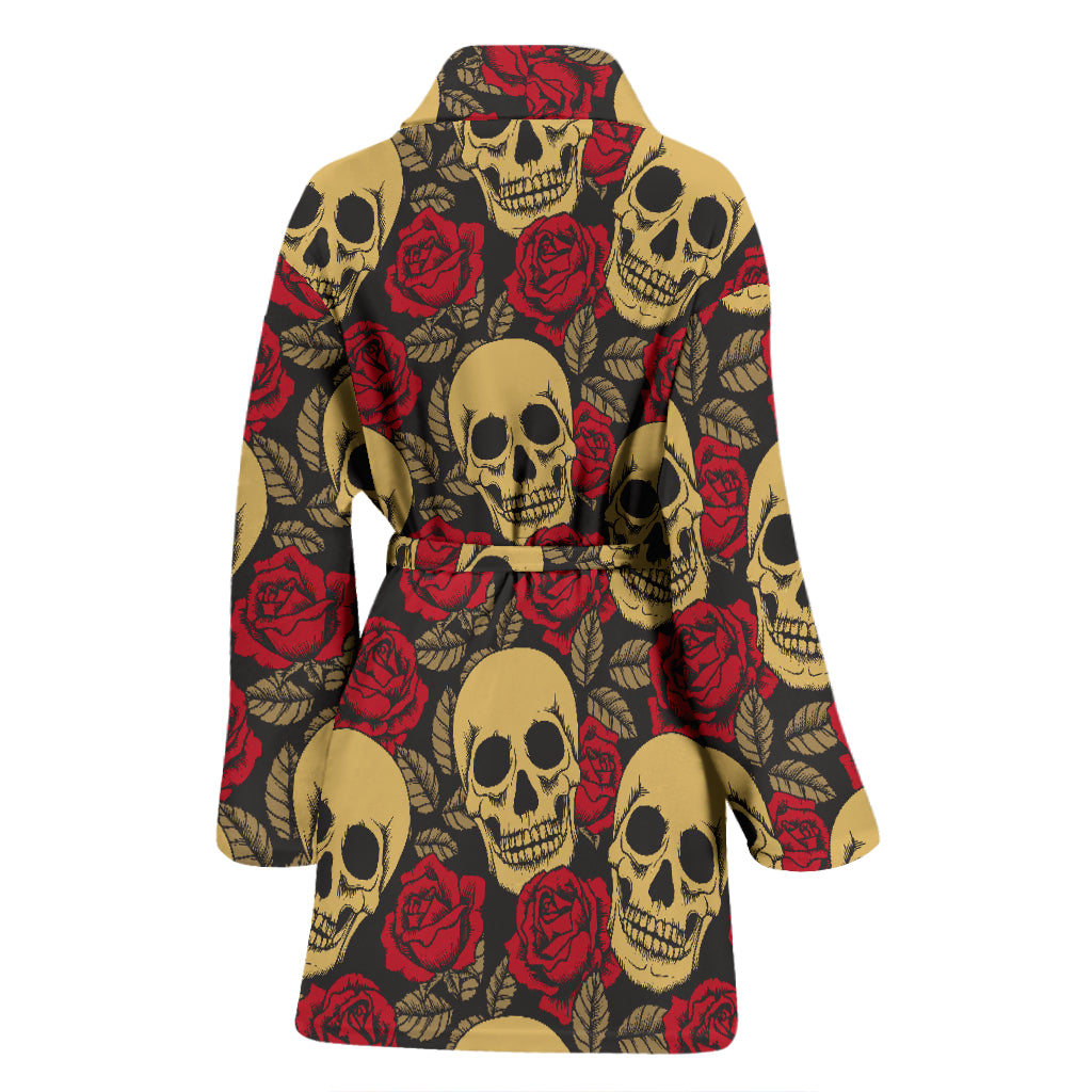 Skull And Roses Print Design LKS302 Women Bathrobe