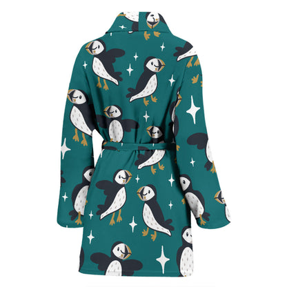 Puffin Pattern Print Design A05 Women Bathrobe