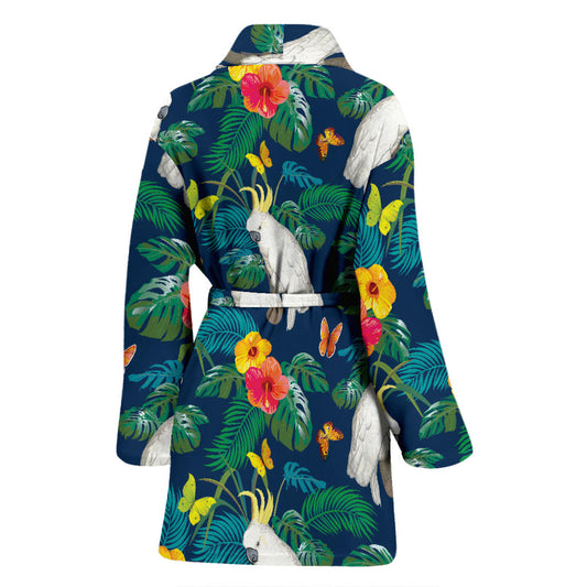 Cockatoo Tropical Pattern Print Design 02 Women Bathrobe