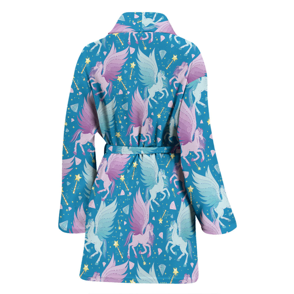 Pegasus Pattern Print Design 04 Women Bathrobe