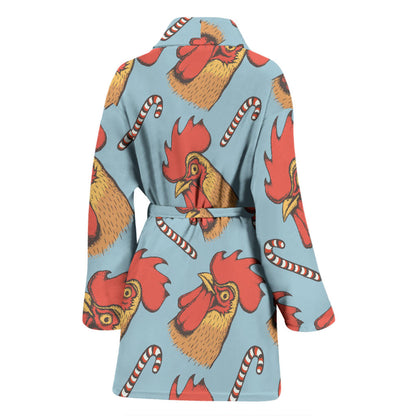Rooster Pattern Print Design A05 Women Bathrobe
