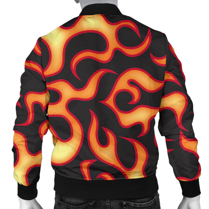 Flame Fire Themed Print Men Bomber Jacket