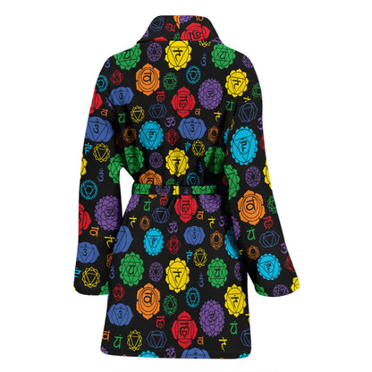 Chakra Pattern Print Design 01 Women Bathrobe