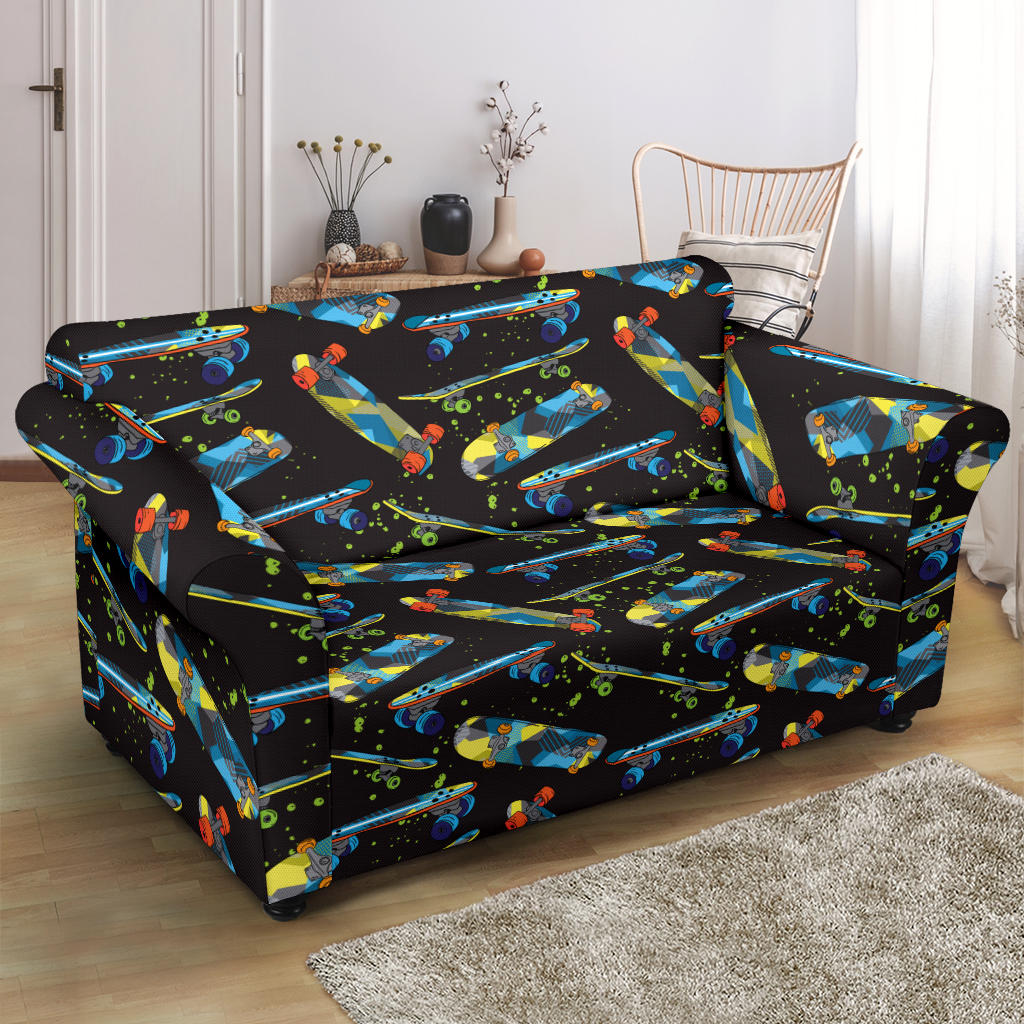 Skateboard Print Design LKS305 Loveseat Couch Slipcover