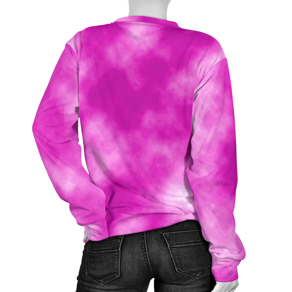 Tie Dye Pink Design Print Women Long Sleeve Sweatshirt