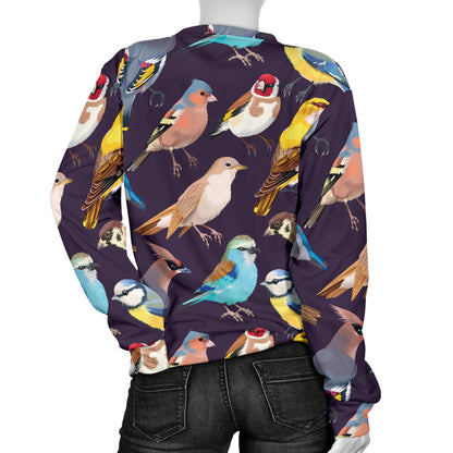 Bird Cute Print Pattern Women Long Sleeve Sweatshirt