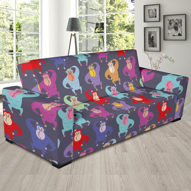 Chimpanzee Pattern Print Design 03 Sofa Slipcover