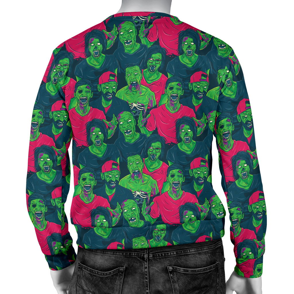 Zombie Themed Design Pattern Print Men Long Sleeve Sweatshirt