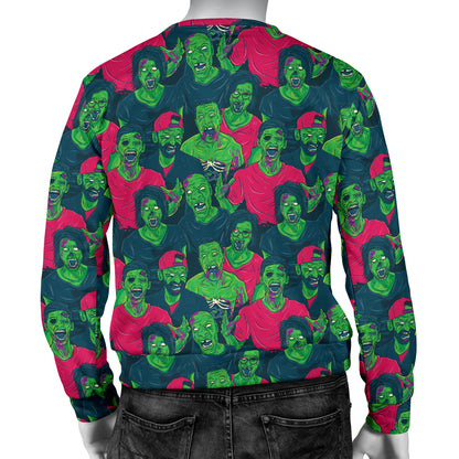 Zombie Themed Design Pattern Print Men Long Sleeve Sweatshirt