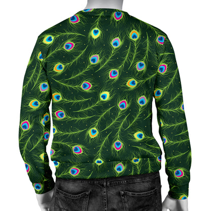 Peacock Feather Green Design Print Men Long Sleeve Sweatshirt