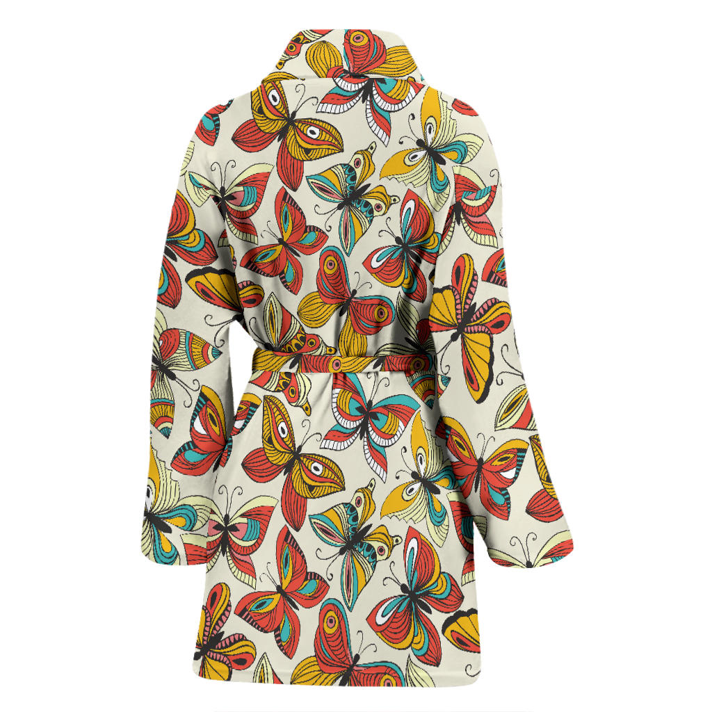 Butterfly Pattern Print Design 02 Women Bathrobe