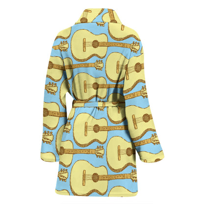 Acoustic Guitar Pattern Print Design 03 Women Bathrobe